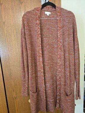 SO terracotta marled long cardigan